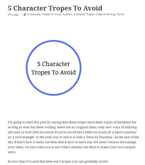 tropes characters|character tropes to avoid.